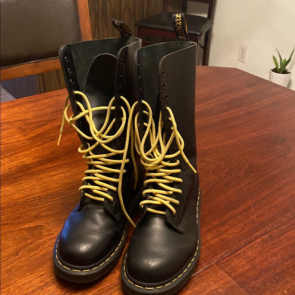 Dr Martens Black Boots with Yellow Laces